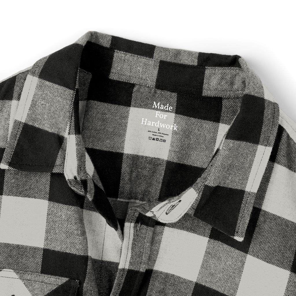 Black and White Buffalo Plaid Flannel Shirt