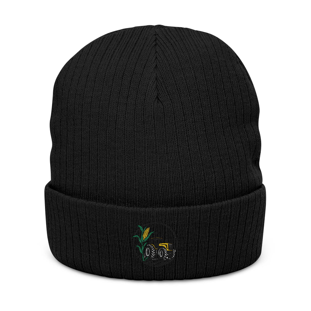 Embroidered Ribbed Knit Beanie