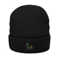 Embroidered Ribbed Knit Beanie